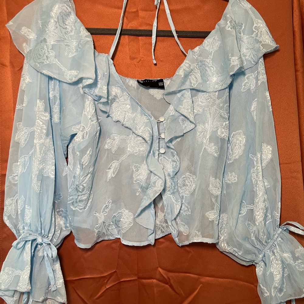 Light Blue Floral Women's Top